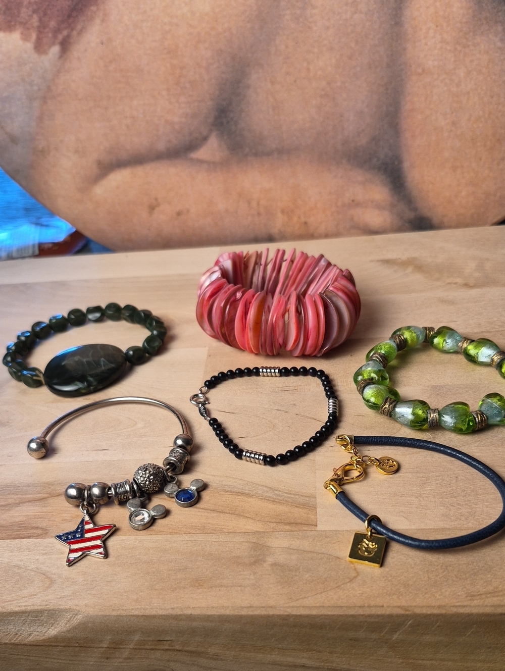Napier Pink Shell Stretch Bracelet with Assorted Bracelets Set